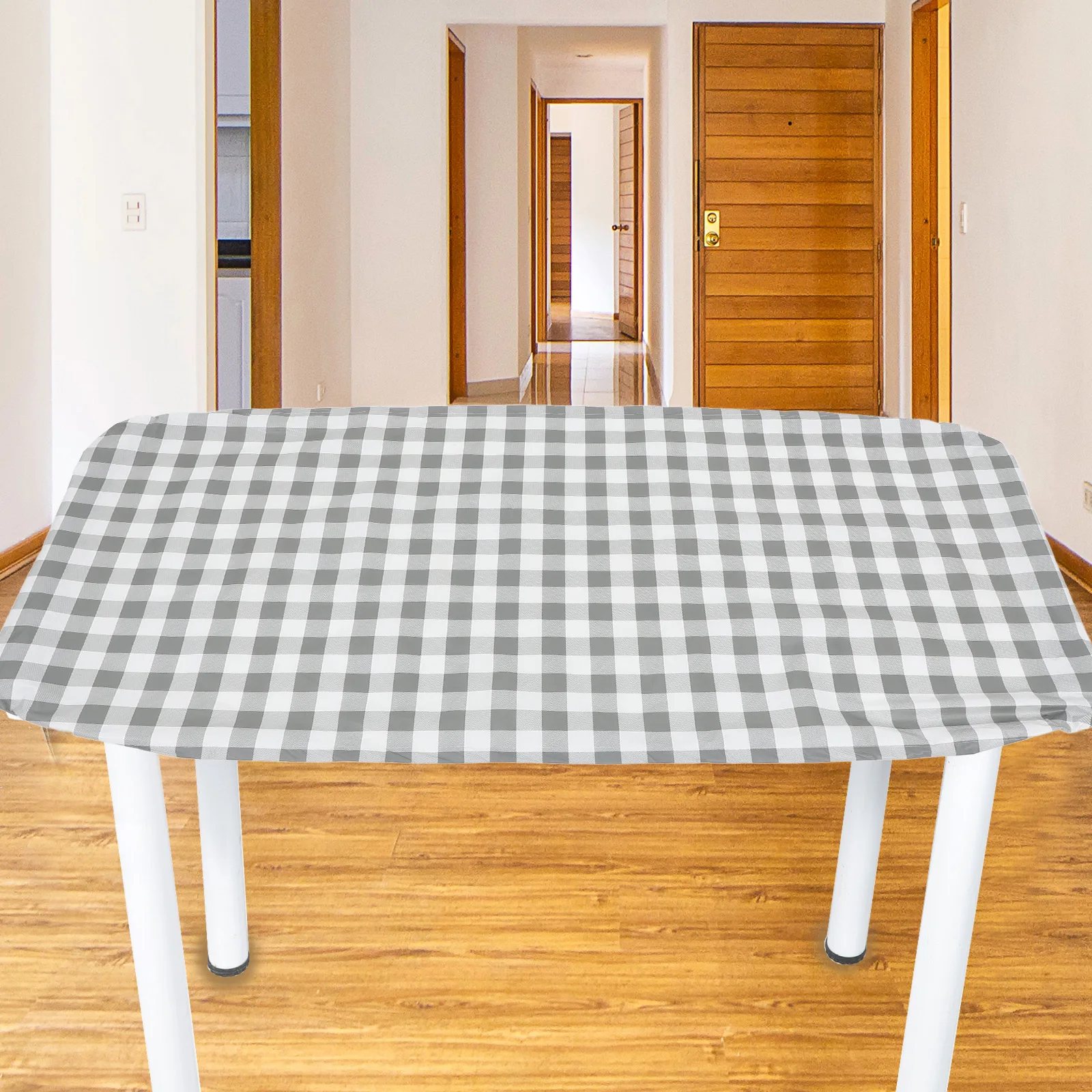 

6FT Outdoor Table Cover Decorative Fitted Picnic Protective Patio Dustproof Flannel Checked Table Cover Elastic Cloth