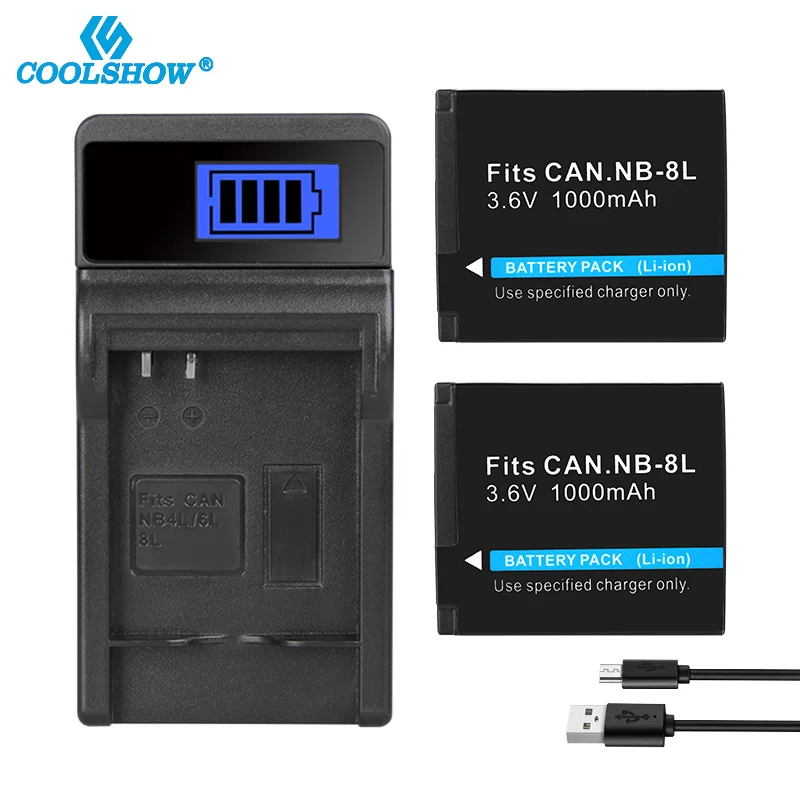 NB-8L NB 8L Battery Charger 1000mAh For Canon PowerShot A3000 A3300 A3200 A1200 IS A3100 A2200 Camera Batterie