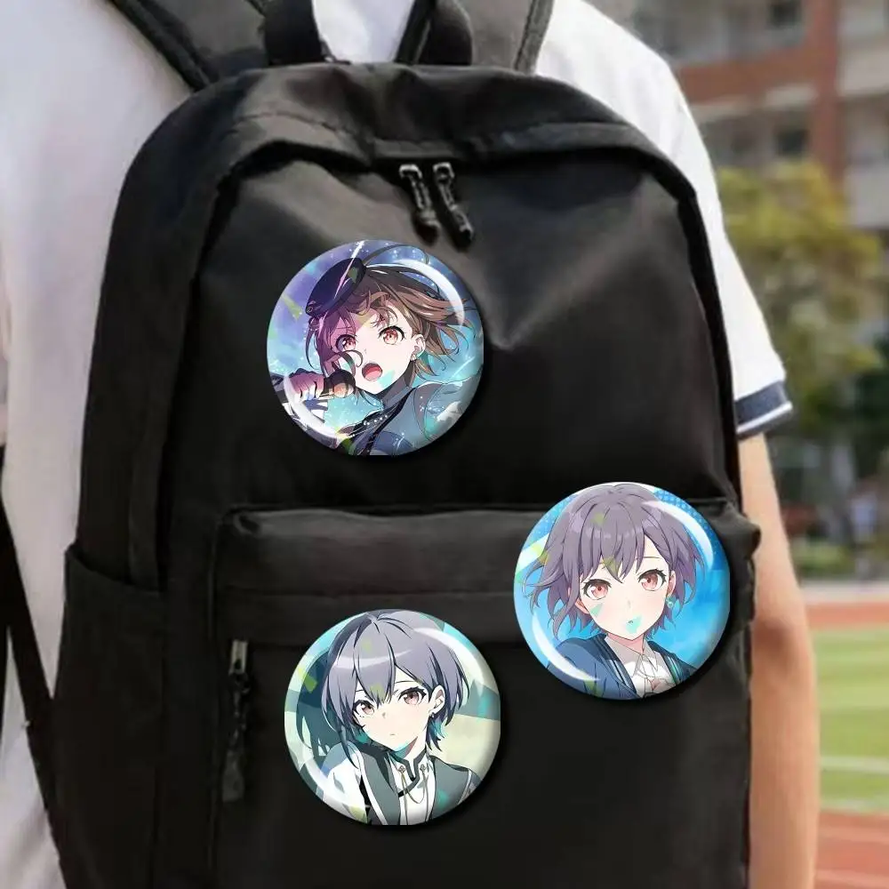 T-Tomori Takamatsu Merchandise Official Round Brooch Pins, Personalized Badges With Broken Glass Design Fashion Accessory