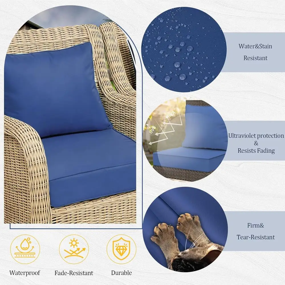 24x24 Outdoor Deep Seat Cushions Set of 4, Patio Replacement Foam Cushions for Outdoor Furniture, Waterproof & Fade Resistant Pa view 5