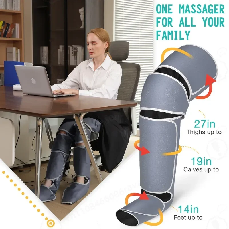 Electric Air Pressure Leg Massager with Heat Therapy for Thigh Calf and Foot Pain Relief Rehabilitation Physiotherapy Device