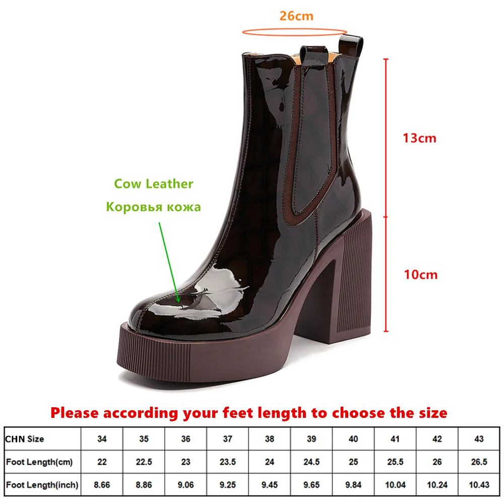MILI-MIYA New Trend Genuine Leather Ankle Boots Round Toe Platform Thick High Heels Zipper Retro Modern Dating Concise Shoes