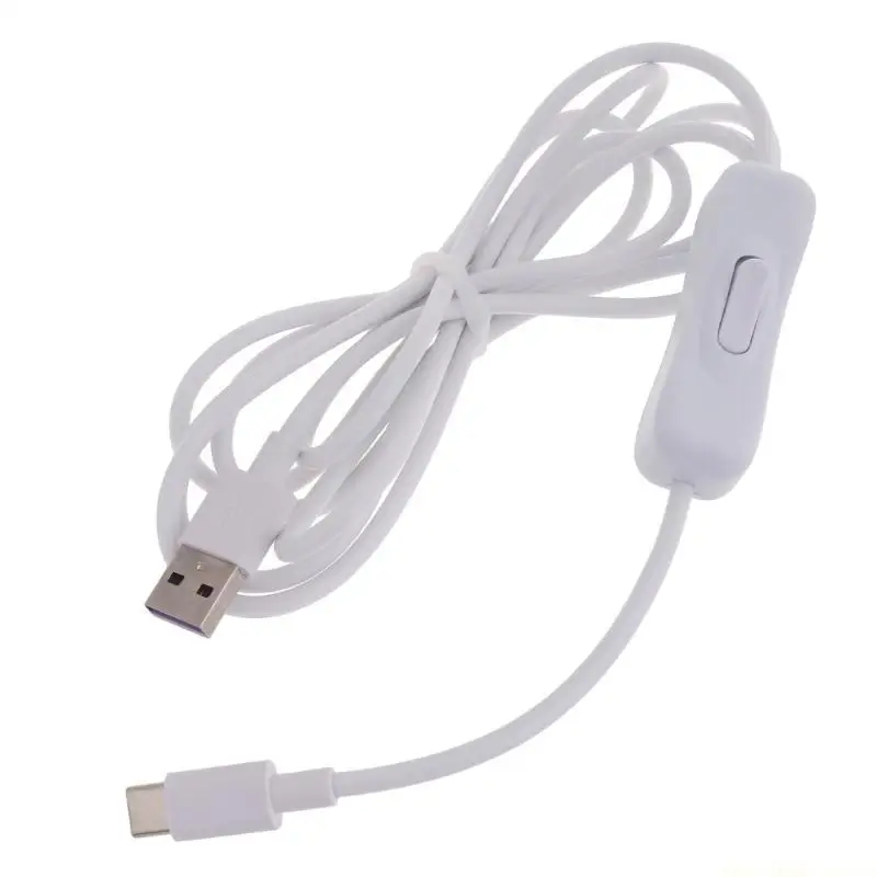 F62C Compact White TypeC USB Cable with On/Off Switch Fast- Charging and Data Syncing