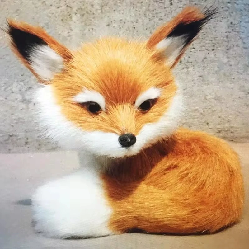 1pcs Cute Simulation Little Fox Model Plush Toy Simulated Fox Plush Doll For Home Decoration Crafts Toys Children Birthday Gifts