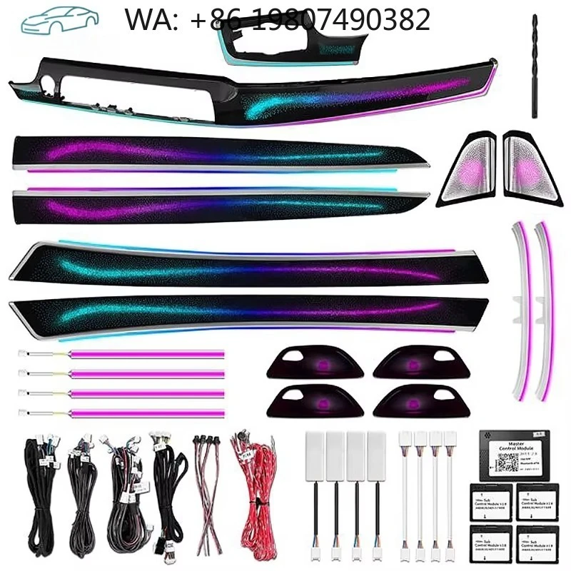 Symphony Panel Dynamic LED Atmosphere Upgrade Kit, 64 Color Interior Ambient Strip Fit 2014-2019 F30 340i Sedan Dashboard Air Ve