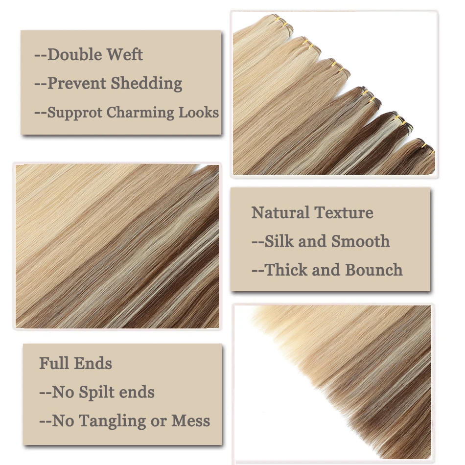 100% menschliches Haar Schuss Gerade Europäischen Remy Haar Bundles Salon Qualität Haar Asche Blonde Highlight Platin Blonde 100g/Pc