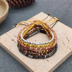 KKBEAD-pulsera de cuentas de hematita para mujer, joyería para parejas, Pulseras de cuerda ajustables, accesorios hechos a mano