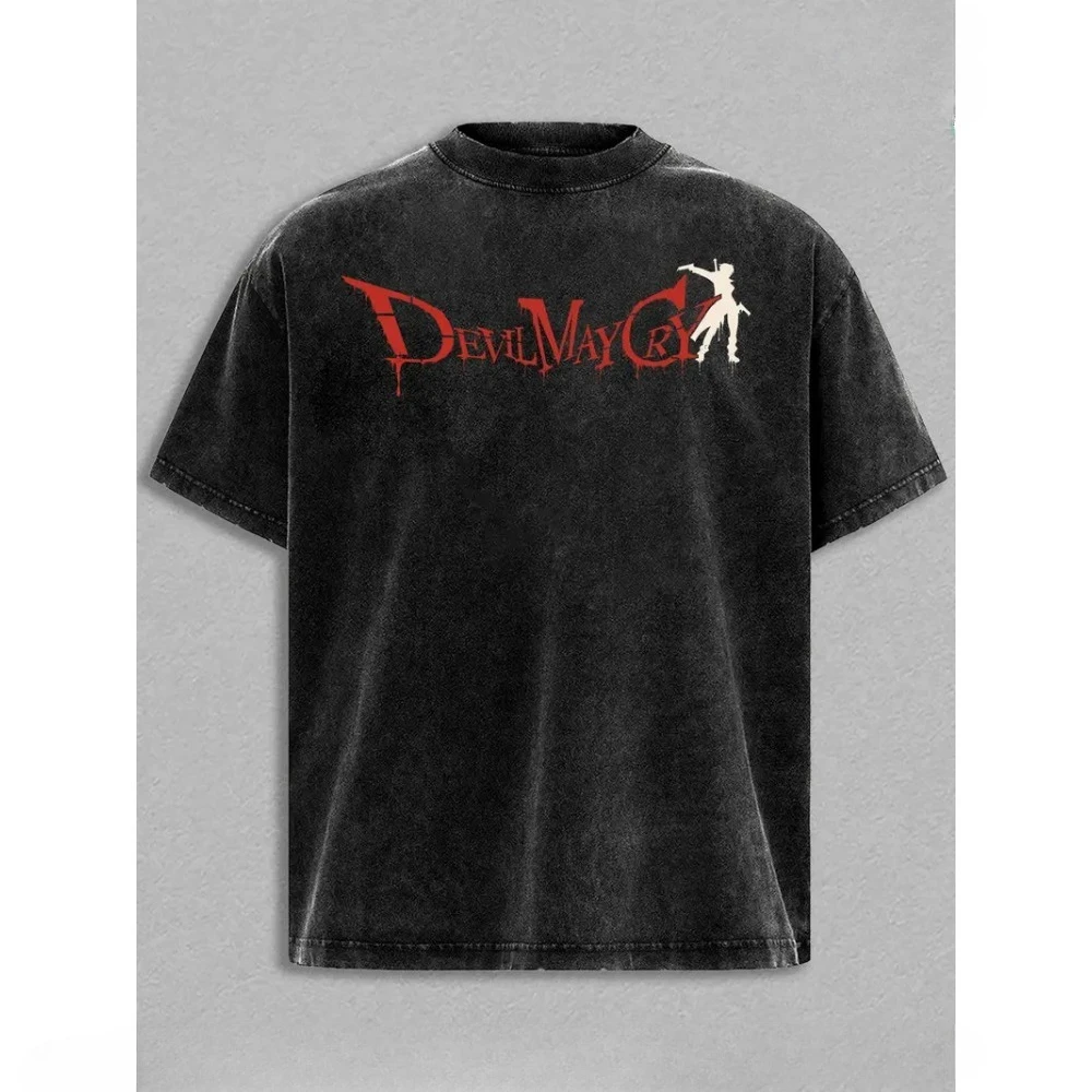 Devil May Cry Dante Graphic Tshirt Men Women Clothing Short Sleeve Cotton T-shirts Washed Streetwear Vintage Oversized T Shirt