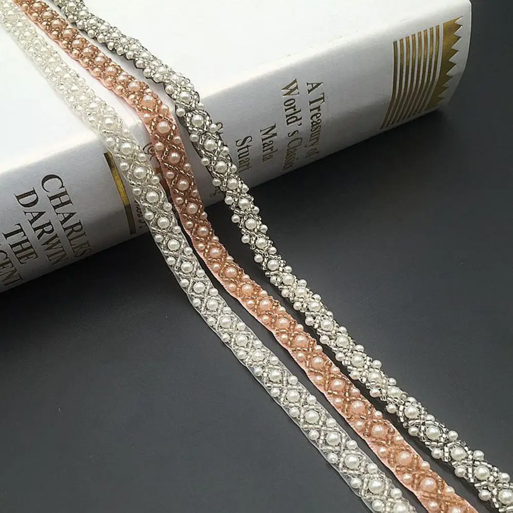 

Embroidered Decoration Fabric Wedding Bridal Applique Sewing Accessories Dress Decor Ribbon Lace Trim Beaded