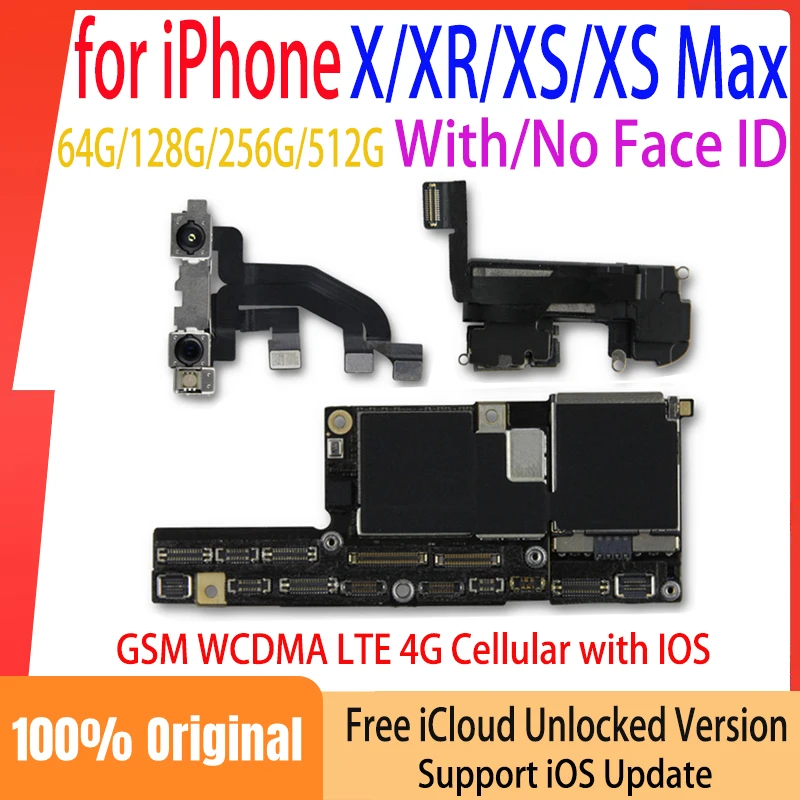 아이폰 X XR XS 맥스용 정품 언락 마더보드, 페이스 ID 로직 보드, iCloud 계정 회로 플레이트 없음, 256g 메인보드