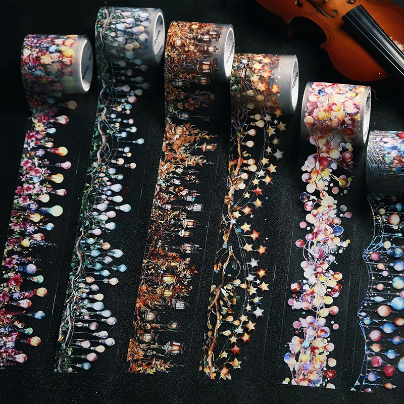 1 ม้วน Creative Scrapbooking บัญชีมือ DIY ตกแต่งเทปกาวไฟรอบ Series Washi เทป Masking เทปสติกเกอร์