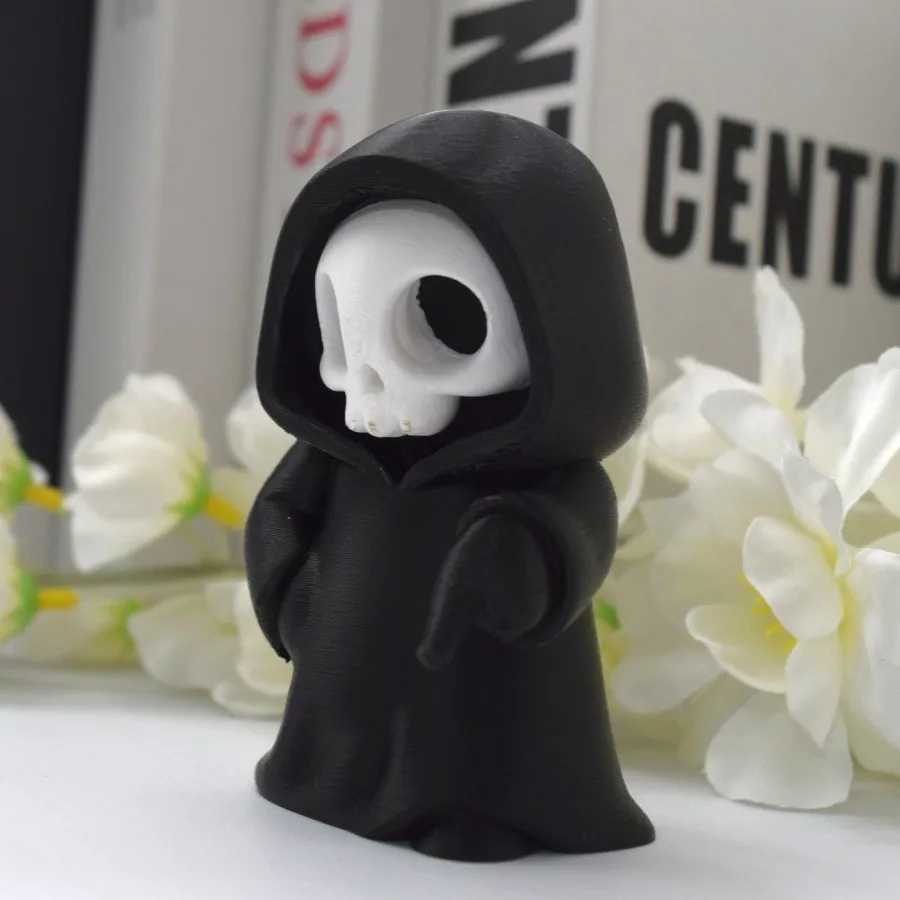 2-teiliges Set aus Sensenmann- und Skeletthund-Figuren, Dark-Fantasy-Schreibtischdekoration, gotisches Dekorationsgeschenk für Totenkopf-Liebhaber – Detail 6