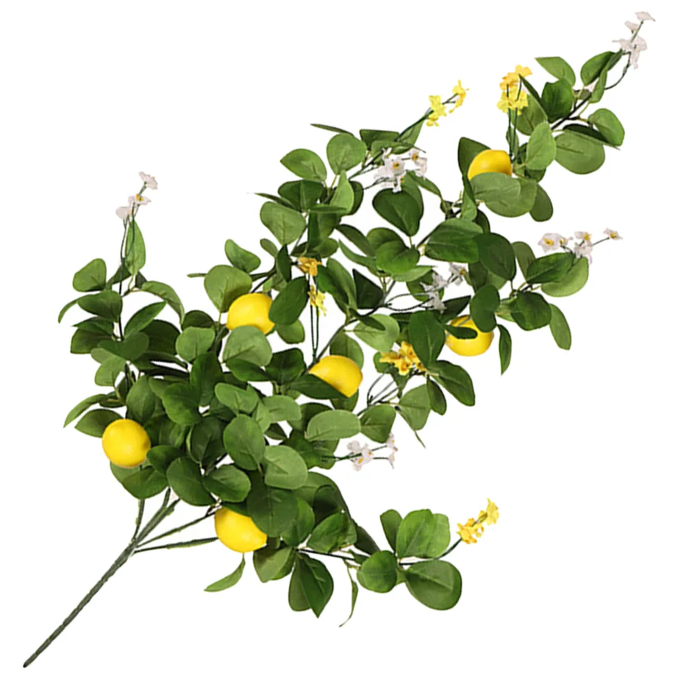 Artificial Lemon Tree Branches Simulation Green Plant Decor Plastic Leaves Home Wedding Party Photo Props Premium Material