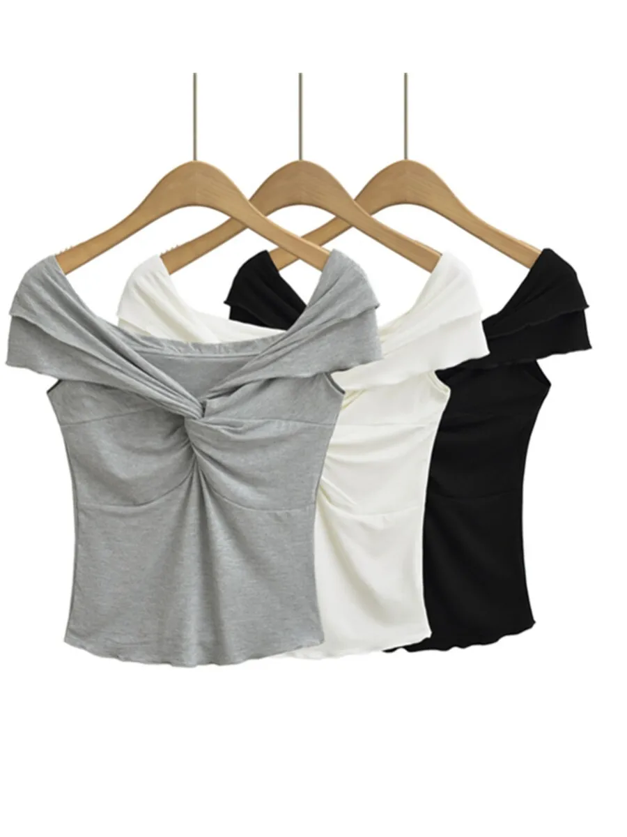 الصيف رقيقة ort Sve تي شيرت المرأة مثير عقدة واحدة الكتف أعلى الشارع Sle عارضة Faion الملابس العصرية