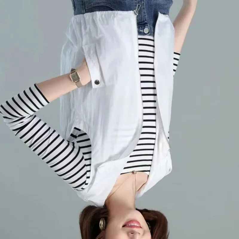 

Spring Feminine Fashion Hooded Vest Tops Korean Ladies Large Size 5xl Sleeveless Summer Women Thin Waistcoat Coat