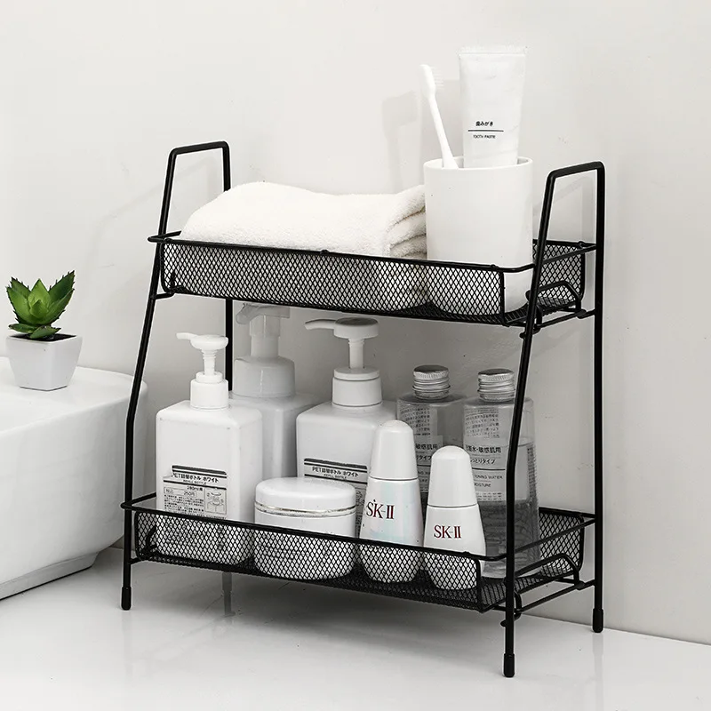 

2 Tiers Metal Kitchen Storage Rack Spices Bottle Jar Organizer Shelf Under Sink Cabinet Storage Drawer Bathroom Accessories Rack