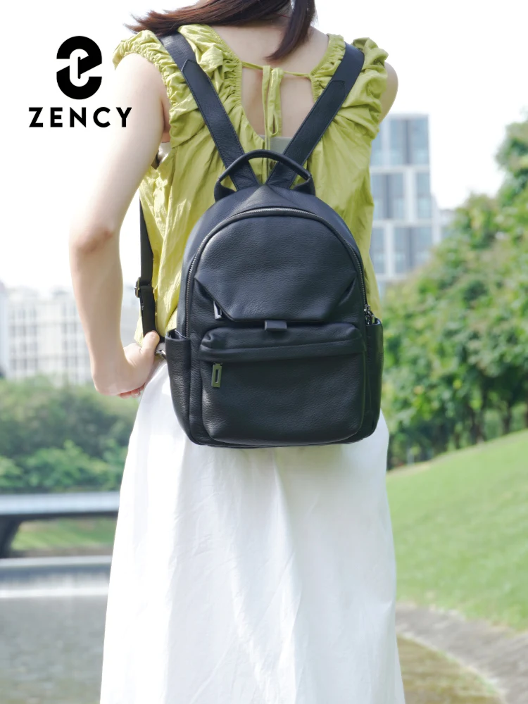 Mochila feminina de couro de grande capacidade zency, mochila simples, mochilas pequenas, mochila de ombro, nova