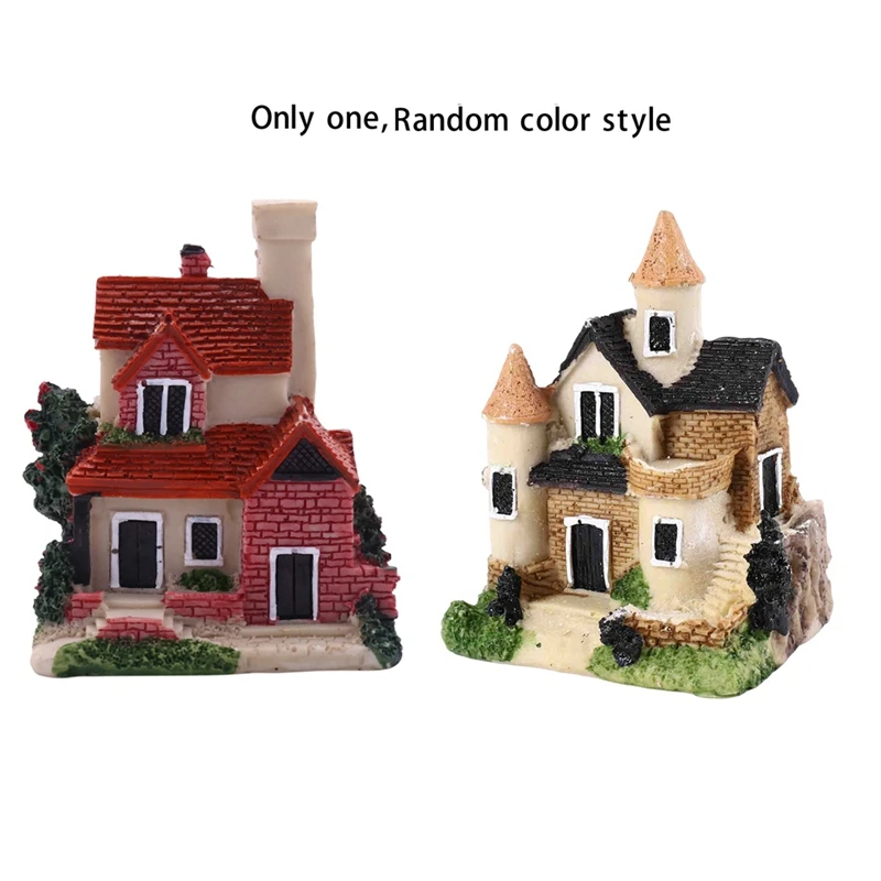 

Cute Mini Resin House Miniature House Fairy Garden Landscape Home Garden Decoration Resin Crafts 4 Styles Color Random-AT35