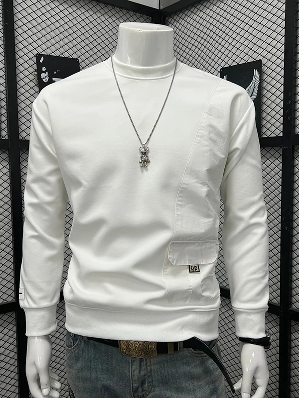 

Новая мужская толстовка с капюшоном Long Sve round Ne Casual Loose Ket Decoration, осенне-зимний топ, удобная смесь хлопка и полиэстера