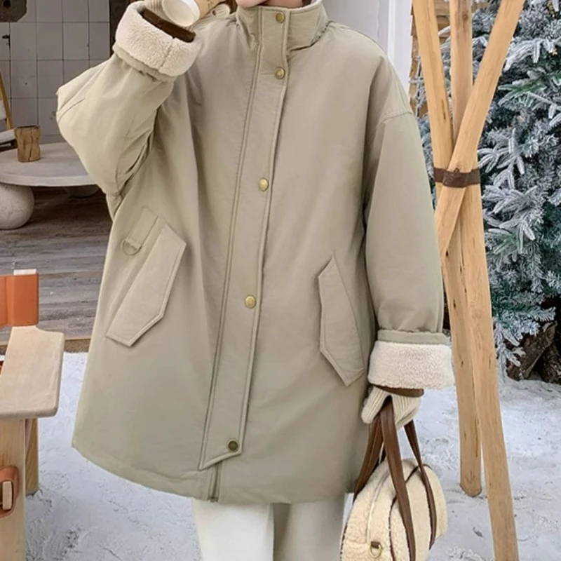Korean Tooling Coat Autumn and Winter 2025 Loose Women's Single-breasted Jacket Top