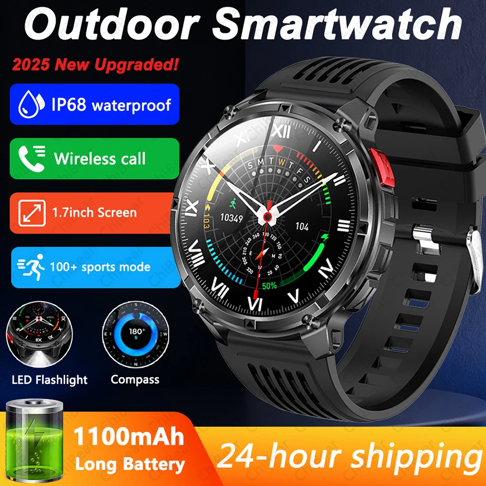 

1100Mah Battery T-Rex 3 Ultra Military Smart Watch Men's Compass LED Flashlight Health 3ATM Waterproof BT Call Smartwatch Man