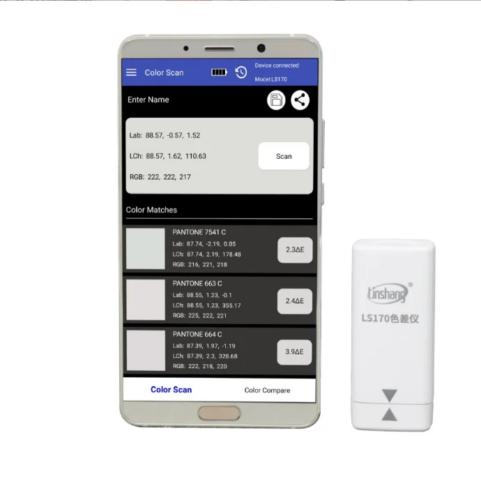 Colorimètre LS170 45/0, Application de contrôle de la qualité des couleurs gratuite, Fournit une mesure des couleurs et une fonction de comparaison des couleurs, Petite taille