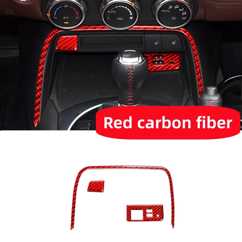 For Mazda MX-5 ND Miata 2016-2022 MX5 Car USB Power Charge Panel Central Storage Frame Cover Sticker Interior Red Carbon Fiber