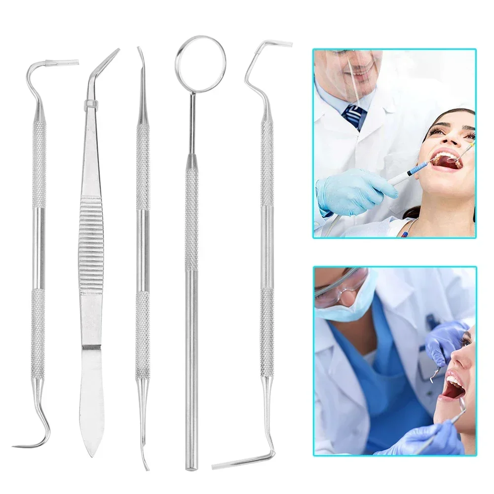 

5Pcs/Set Professional Stainless Steel Dental Oral Hygiene Deep Cleaning Professional Dentist Teeth Care Clean Oral Hygiene Tools