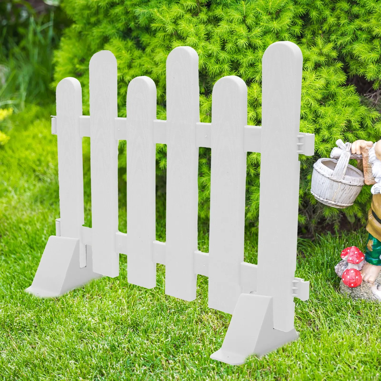 Lawn Garden Fence Base 2 Piece Plastic Holder Stand for Small Yard Fence Support Outdoor Accessory