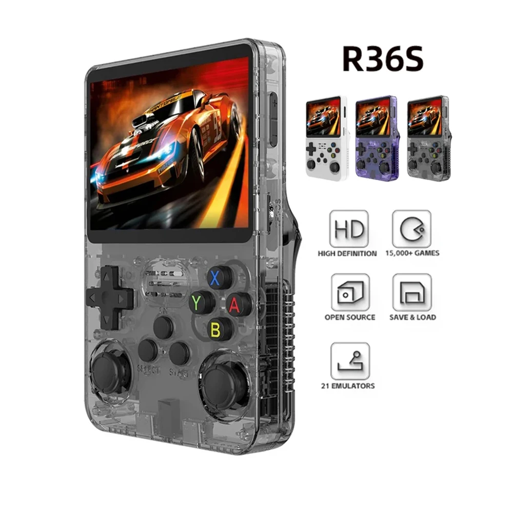 

128G R36S Retro Handheld Video Game Console Linux System 3.5 Inch IPS Screen R35s Pro Portable Pocket Video Player 64GB Games