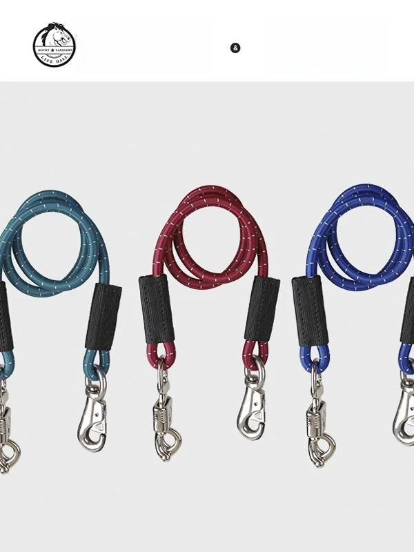 弾性馬用テザリングロープコネクター、馬用ポスト安全ロープ付き、耐摩耗性、耐噛み性、乗馬厩舎用具