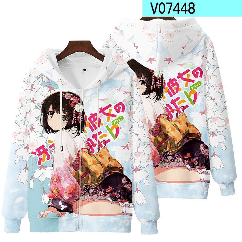 Saekano How To Raise A Boring Girlfriend 3D Print Zip Up Women/Men Hoodie Sweatshirt Y2k Streetwear Cosplay Zipper Hooded Jacket