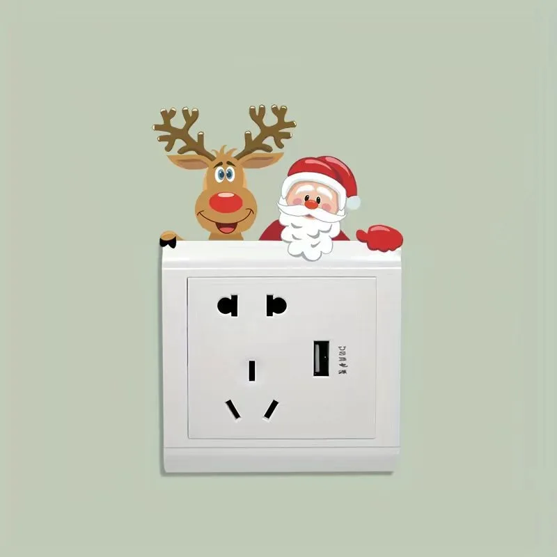 

Christmas Decoration Cartoon Switch Sticker Santa Claus Elk Merry Chrstmas Home Room Decor Wall Sticker Noel Happy New Year 2026