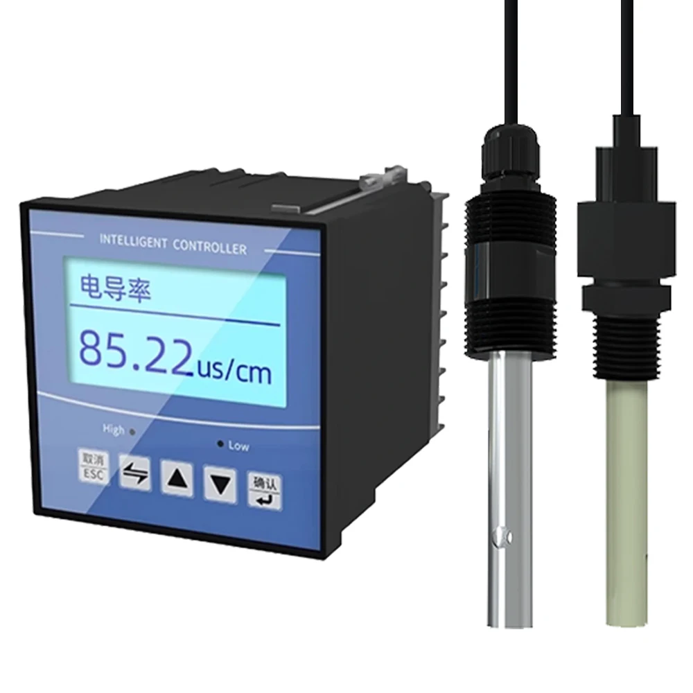 Conductivity EC Detector Industrial Water Quality Sewage Sensor PH Solution EC Transmitter RS485 Output Acidity Meter Controller