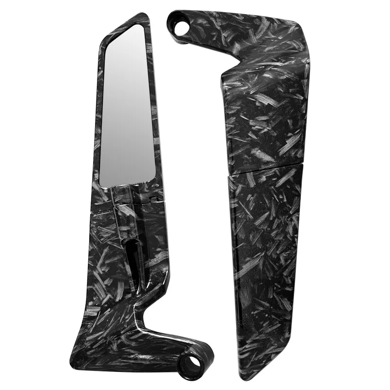 CNC Aluminum Motorcycle Side Mirrors Adjustable Wind Wing Rear View Mirrors 8mm 10mm Forged Pattern Mount Universal Fit