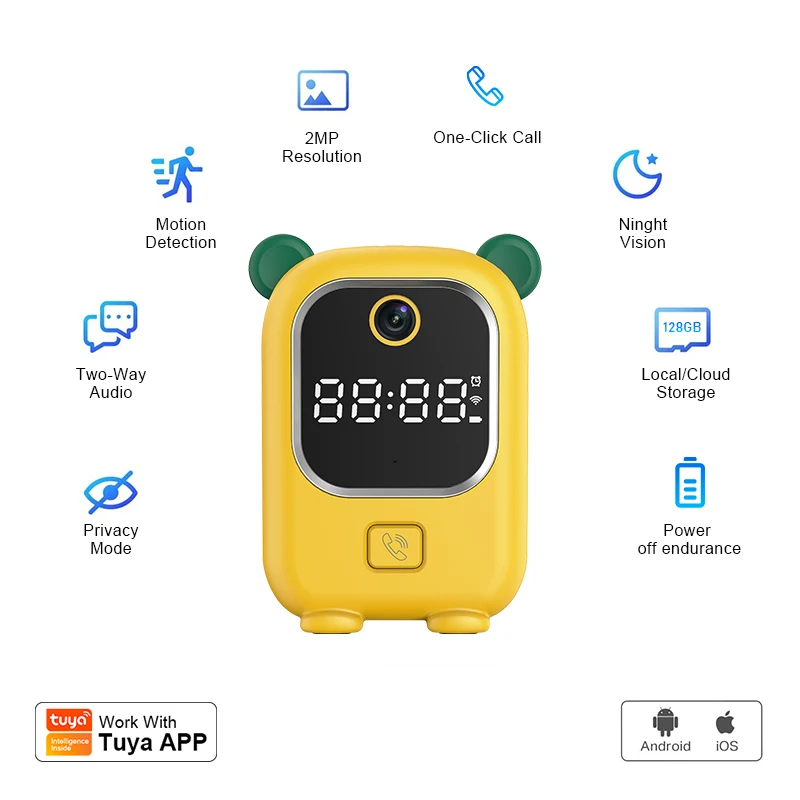Imagem -04 - Tuya Relógio Despertador Câmera Monitor do Bebê Vigilância 1080p Cctv hd Segurança Inteligente Visão Noturna Câmera ip Inteligente sem Fio