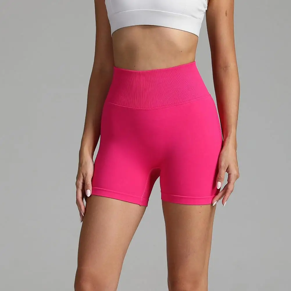 Short Sports Pants High Waist Tummy Control Yoga Shorts for Women Butt Lifted Running Sports Shorts Slim Fit Solid Color