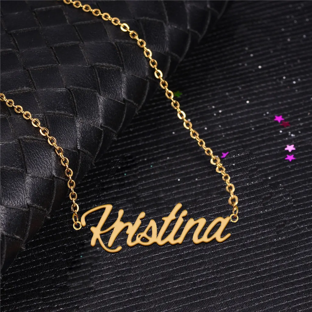Stainless Steel Personalized Kristina Name Necklaces for Women Jewelry Gold color Nameplate Pendant for Mothers Girlfriend Gift