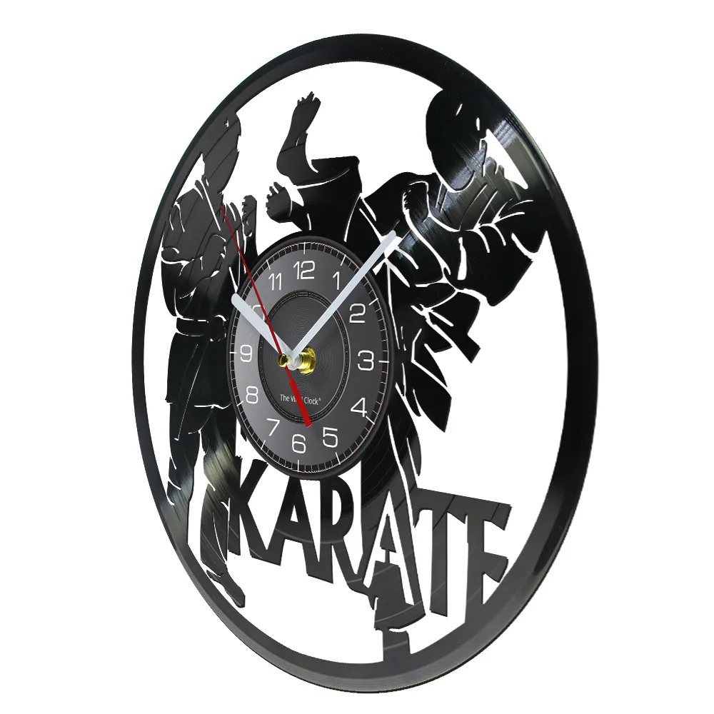 International Karate Vinyl Record Wall Clock Karate Partice Wall Decor Combat Karate Vintage Clock Gift For Fighting Sport Lover