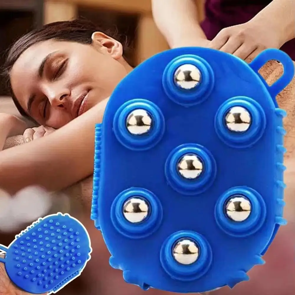 Stainless Steel Massage Glove Double Sided PVC Frame Meridian Brush Handheld Design Steel Ball Design Steel Ball Massager