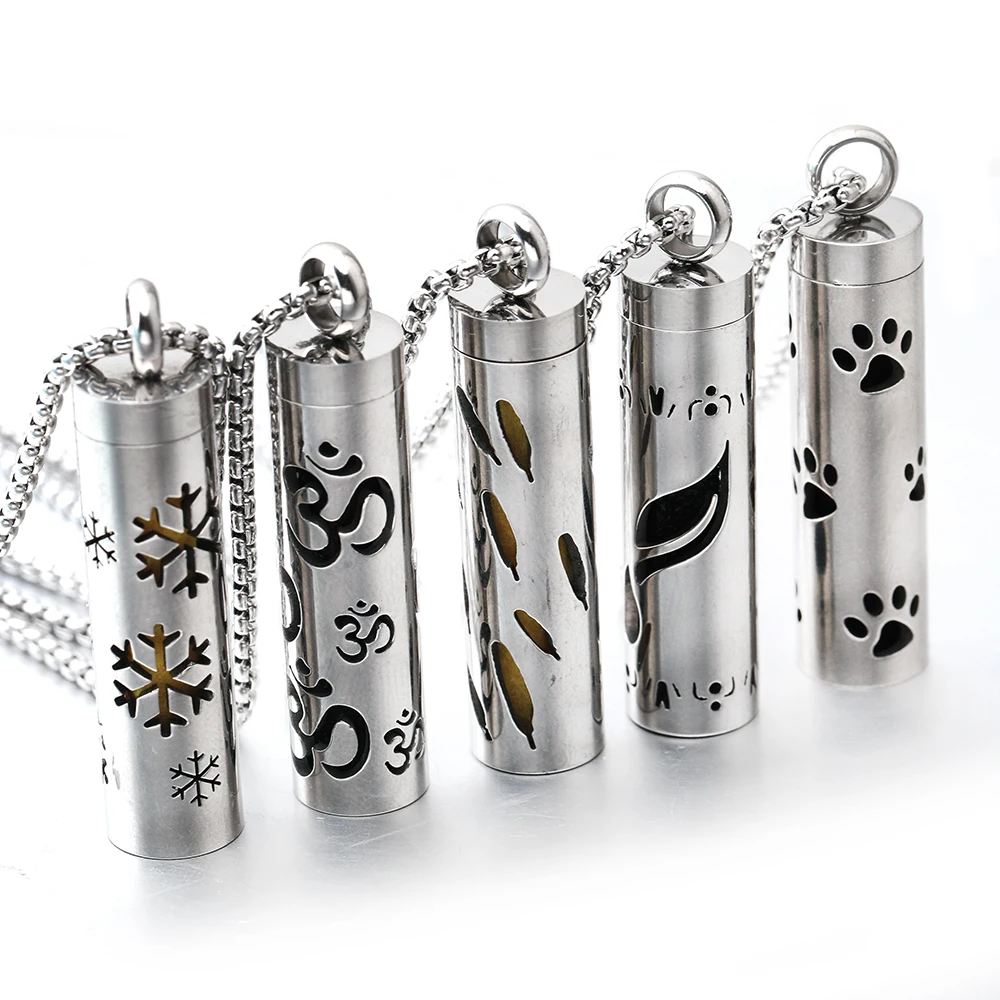 Geometric Style Aromatherapy 316L Stainless Steel Necklace Perfume Essential Oil Diffuser Locket Pendant Trendy Aroma Jewelry