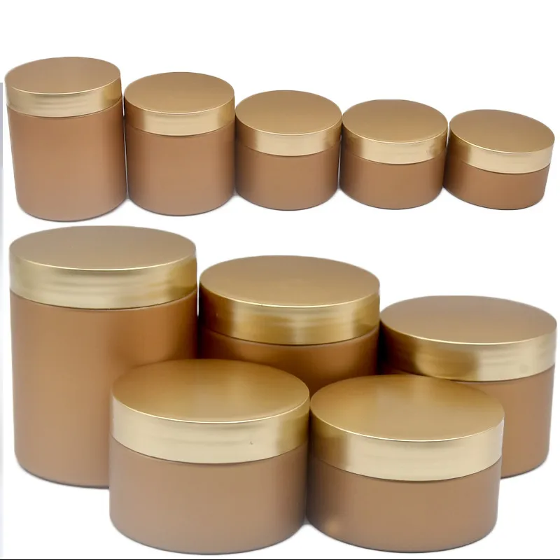 100/120/150/200/250g Matte Gold Plastic Face Cream Jars PET Empty Cosmetic Bottles Refillable Facial Cream Eye Cream Container