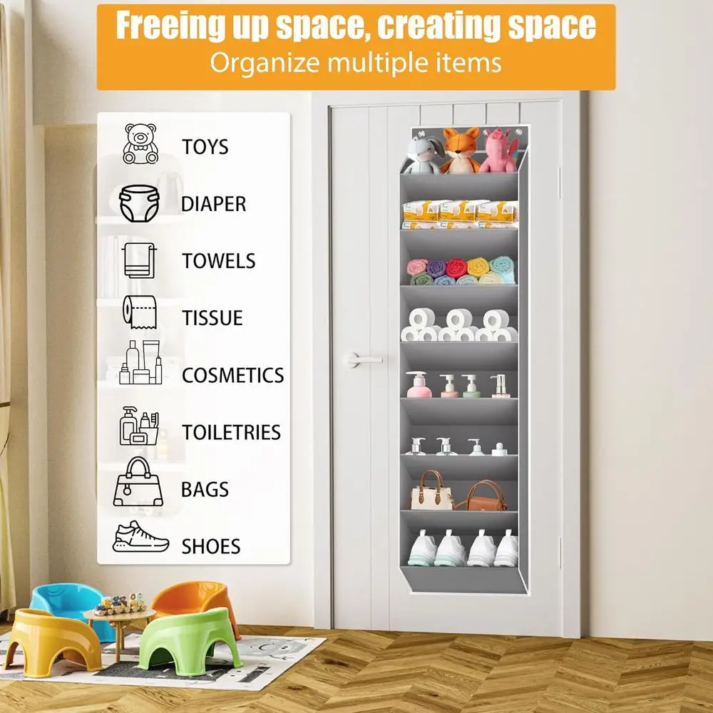 منظم أحذية معلق لـ 16-24 زوجًا، مساحة تخزين عميقة للأحذية الرياضية والأحذية، عبوتان باللون الرمادي