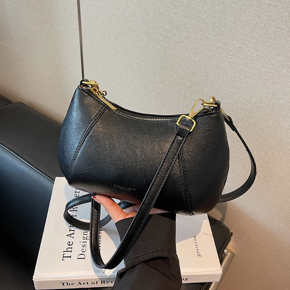 حقيبة كروس من البولي يوريثان باللون البني للنساء على الطراز الكوري أنيقة بلون سادة وسحاب وحقائب كتف واحدة متعددة الاستخدامات للتنقلات وحزمة مناسبة لجميع المناسبات #2