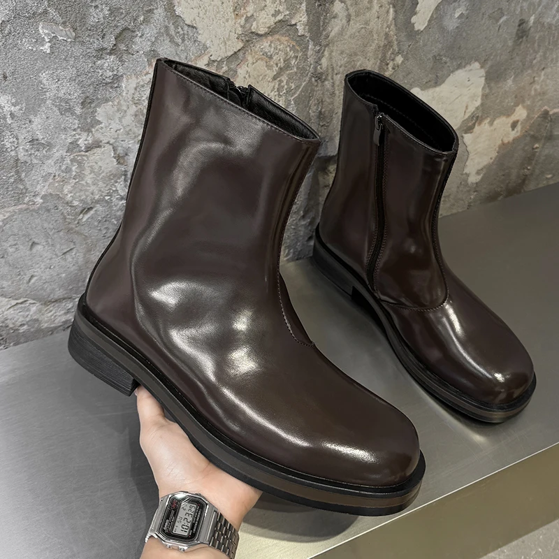 

Роскошные мужские деловые ботинки челси в британском стиле, повседневные высокие ботинки на молнии, модные брендовые ботинки, уличная обувь для тренировок для мужчин