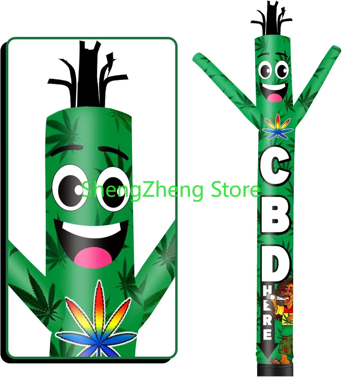 

1Pcs 20FT Tall CBD Here Inflatable Tube Man Wacky Wavy Dancing Guy for Outdoor Decoration Advertising (Blower Not Included)