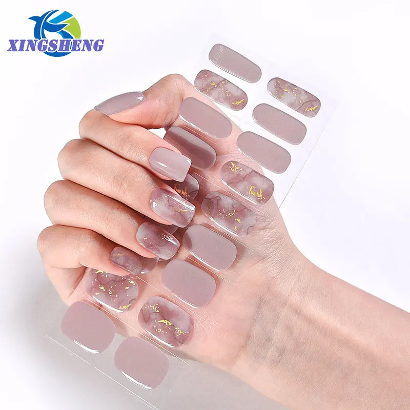 Semi Genezen Gel Nail Stickers Fashion Nail Wraps Self Adhesive Manicure Decoracion Nail Strips Nail Sticker Nagel Benodigdheden