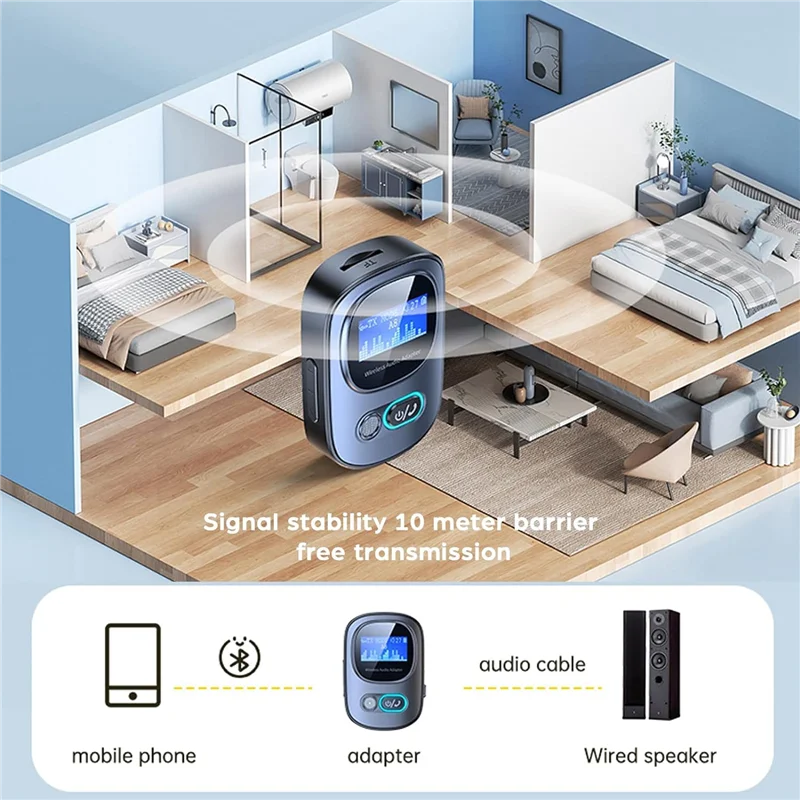 T23C 1 PCS Bluetooth 5.3 Transmitter Receiver Wireless Audio Adapter With LED Display For TV/PC/Car/Home Stereo