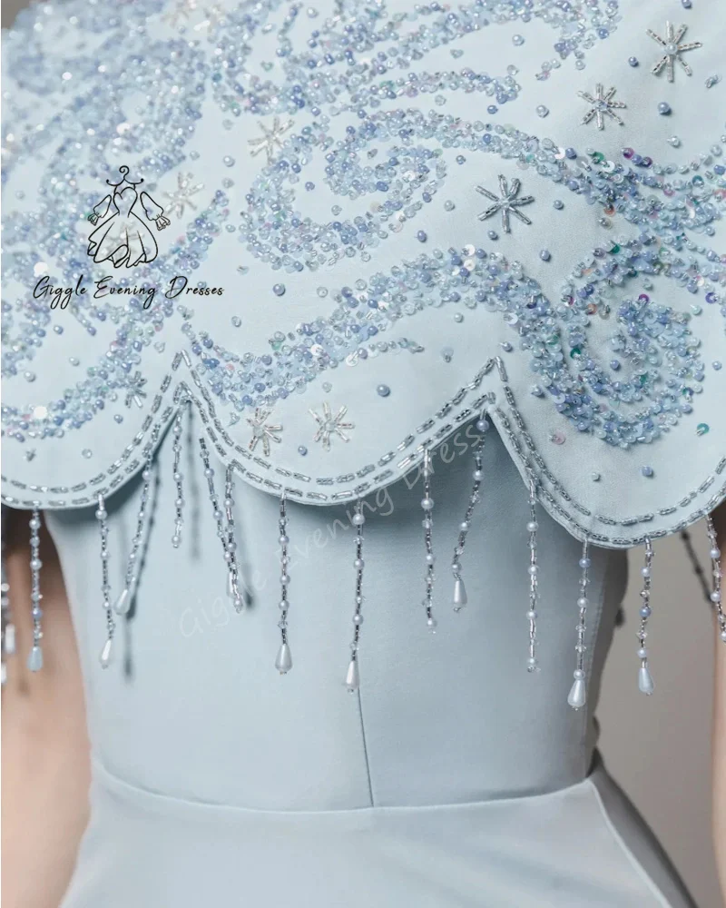 Giggle-vestidos de novia sexys con cuello redondo, sin mangas, con cuentas, elegantes y bonitos, corte en A