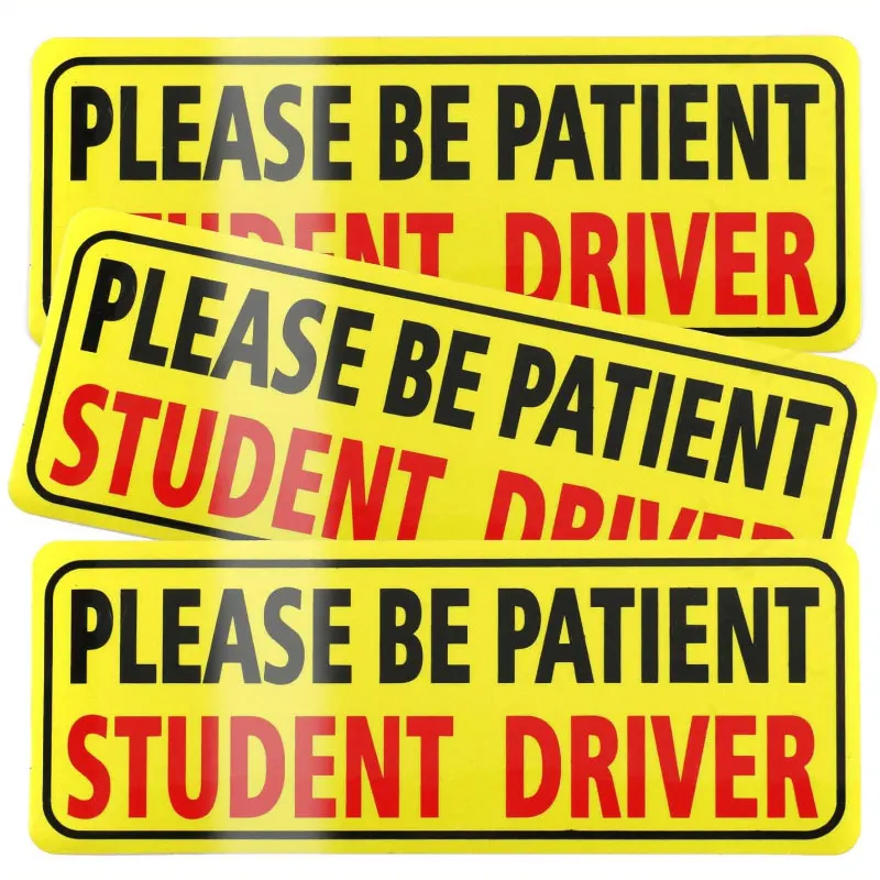 

3pcs Student Driver Magnet For Car Please Be Patient Sticker Safety Warning Magnetic Reflective Rookie Driver Bumper Sticker